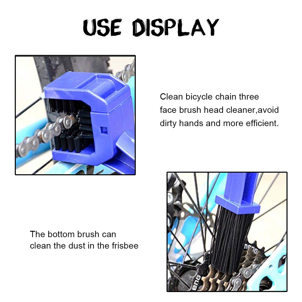 Motorcycle & Bike Chain Cleaner Tool Set - Durable Bicycle Chain Gears Maintenance Cleaning Brush Kit For All Type Chain Gears(3