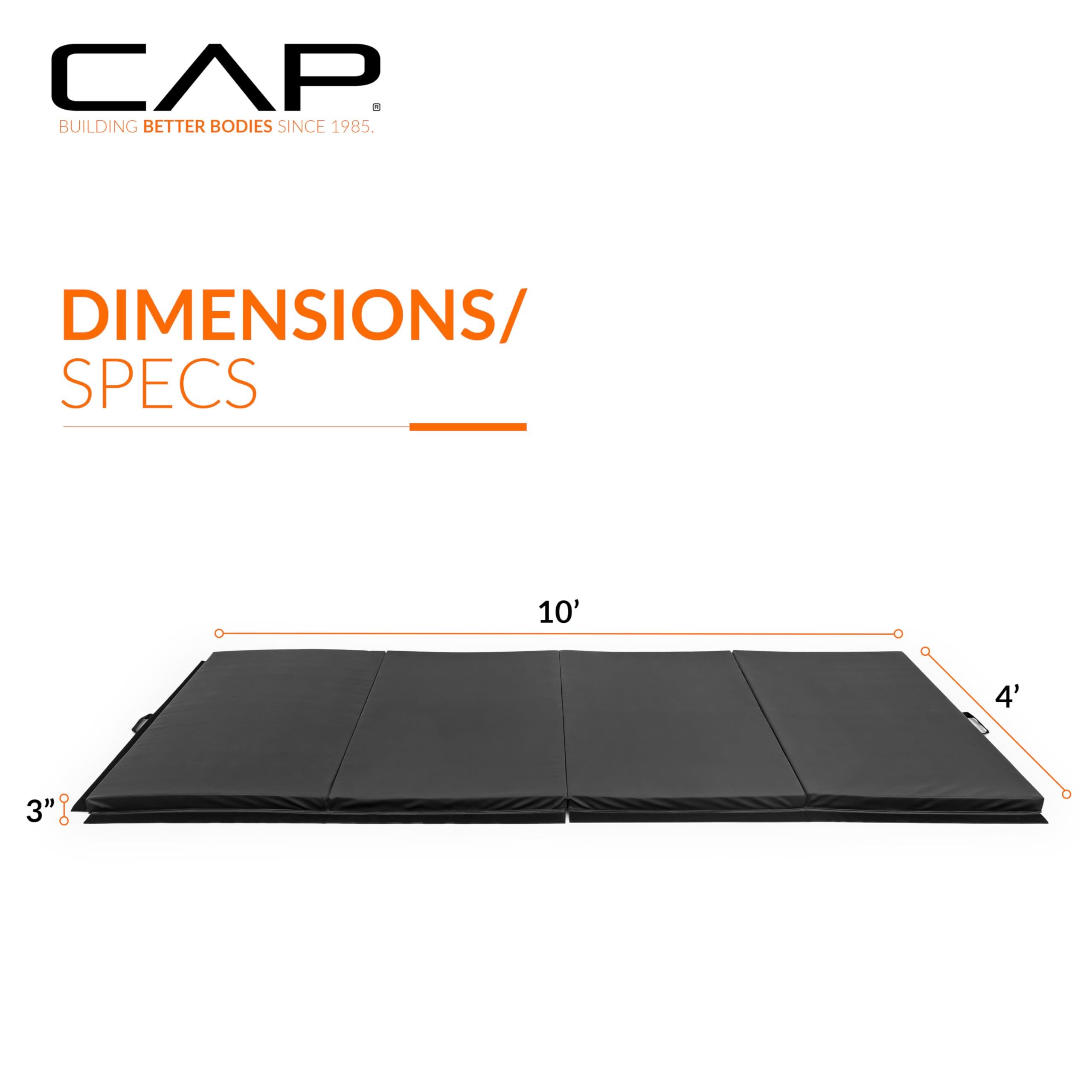 Cap Barbell Folding Exercise Mat - Durable, Anti-Tear, Thick Padding For Fitness, Aerobics, Gymnastics & Home Workouts. 10' X 4'