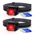 KunHe Pack 2 Red Light LED Headlamps Flashlights Headlight Bright Head Lamp for Adults Night Vision and Outdoor Camping