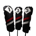 Majek Retro Golf Headcovers Black Red And White Vintage Leather Style 1 3 5 Driver And Fairway Head Covers Fits 460Cc Drivers Cl