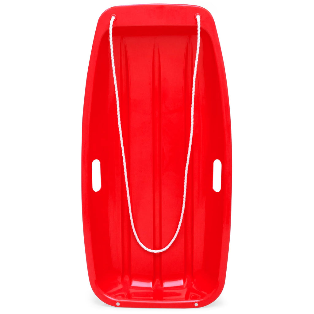 Best Choice Products 35In Kids Plastic Toboggan Snow Sled W/Pull Rope, 2 Handles - Red