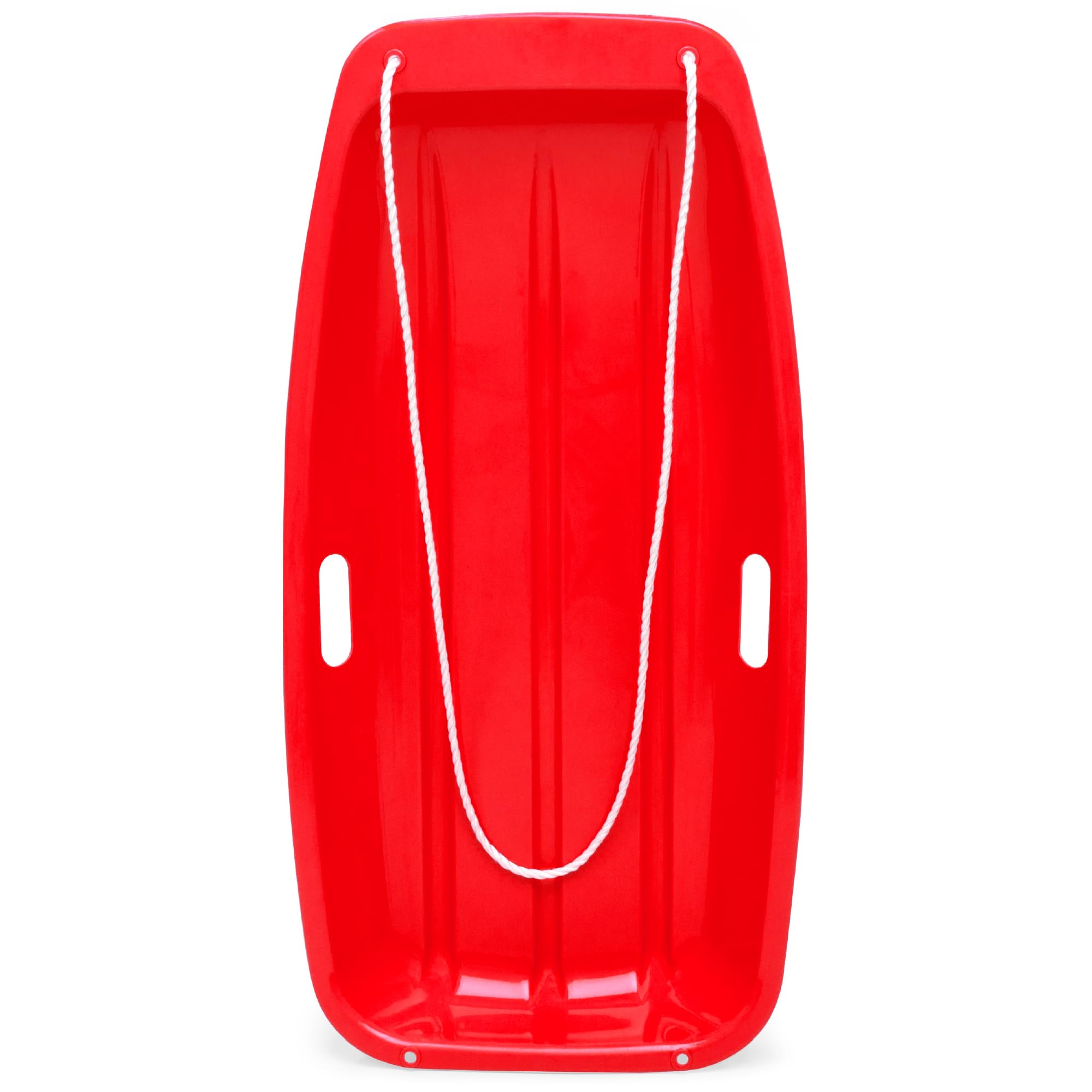 Best Choice Products 35In Kids Plastic Toboggan Snow Sled W/Pull Rope, 2 Handles - Red