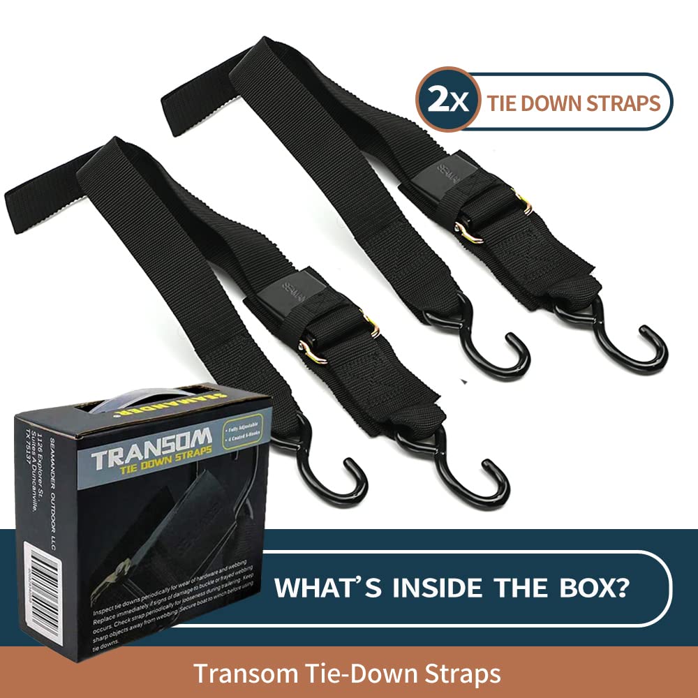 Seamander [Boat] Tie Down Transom [Strap] S - Marine Grade Heavy Duty 2'' X 4Ft Adjustable For Trailing - [Boat] [Trailer] Acces