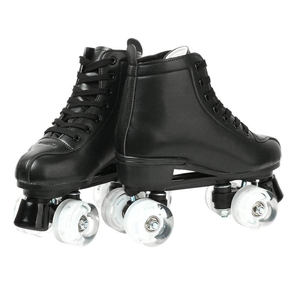 Xudrez Classic Roller Skates High-Top Double-Row Leather Roller Skates For Women And Men (Black Flash Wheel,10)