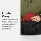 Osprey Talon 6L Mens Lumbar Hiking Waist Pack - Fanny Pack with Water Bottle Holders, Black/Coal Grey