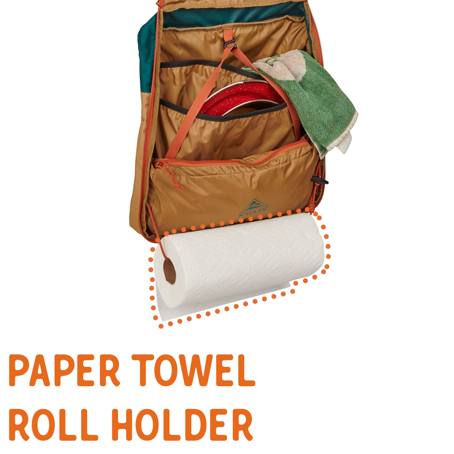 Kelty Camp Galley - Camp Kitchen Organization Kit, Pockets, Compartments For Outdoor Cooking Essentials, Plastic, Dull Gold/Deep