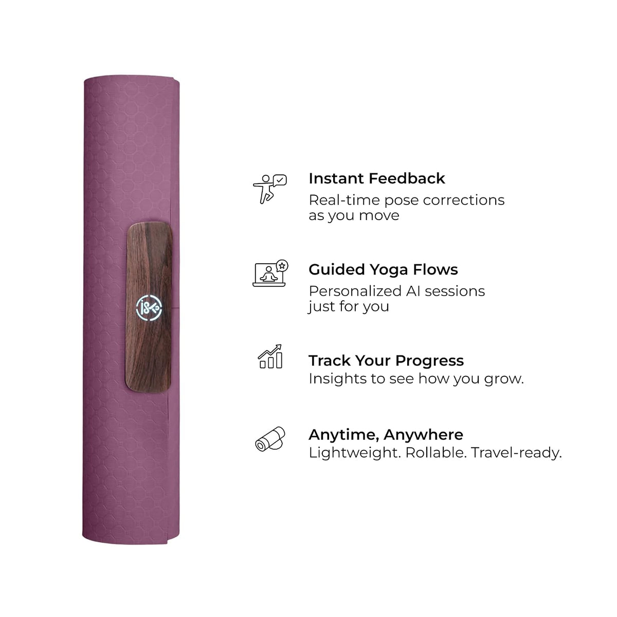 YogiFi Smart Mat Gen3 - beverage Red| AI Powered Yoga Mats For Home Workout | Lightweight Yoga Mats of 6mm | Real Time Tracking Exercise Mats For Men & Women