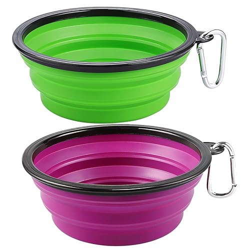 Kytely Large Collapsible Dog Bowls 2 Pack, 34Oz Foldable Dog Travel Bowl, Portable Dog Water Food Bowl With Clasp, Pet Cat Feedi