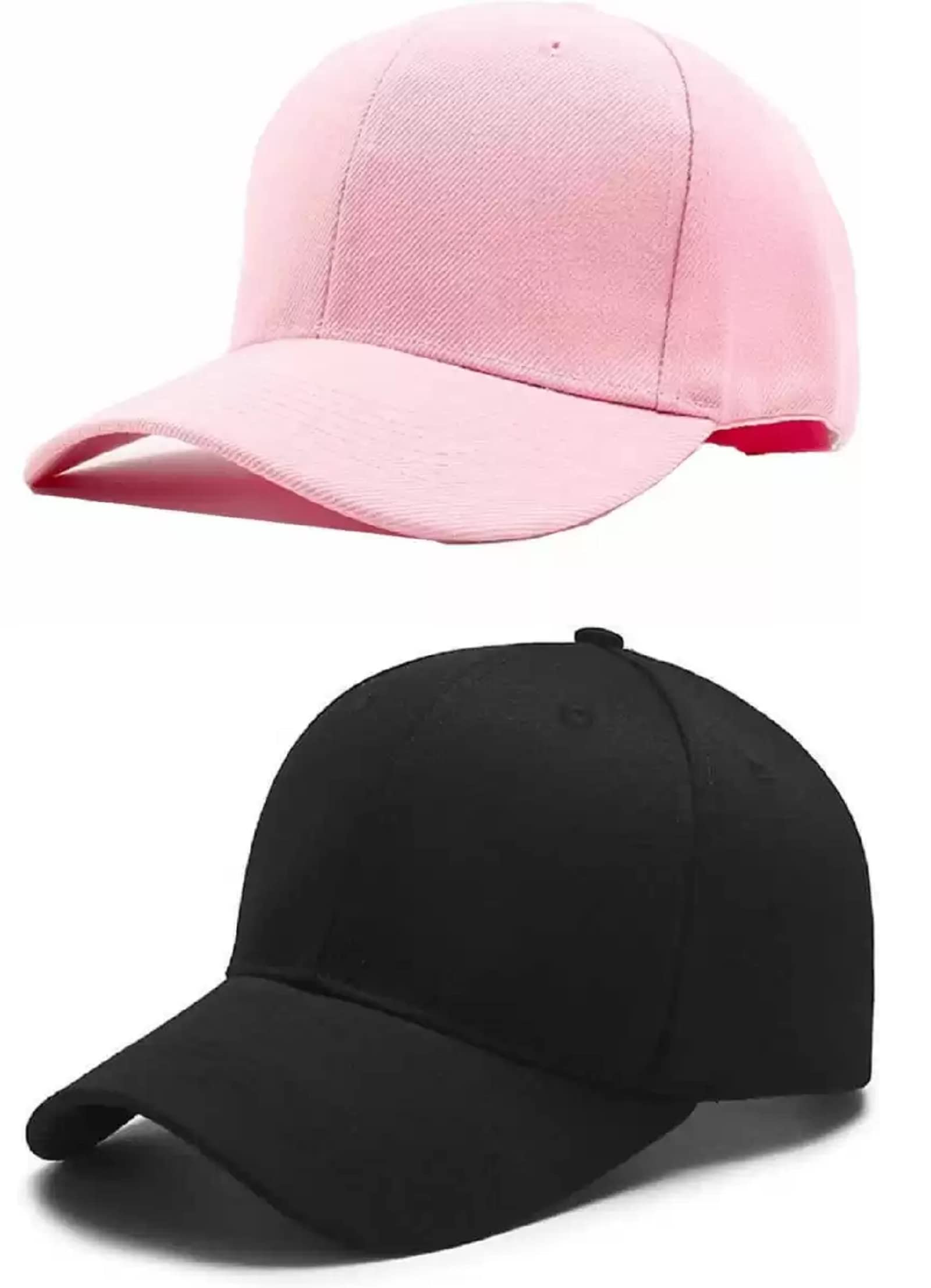Selloria Acrylic Solid Black Base Ball New Generation Boys And Girls Men WomenS And Fancy Stylish Caps (Pack Of 2), One Size