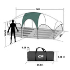 Campros Cp Tent-8-Person-Camping-Tents, Waterproof Windproof Family Tent, 5 Large Mesh Windows, Double Layer, Divided Curtain Fo