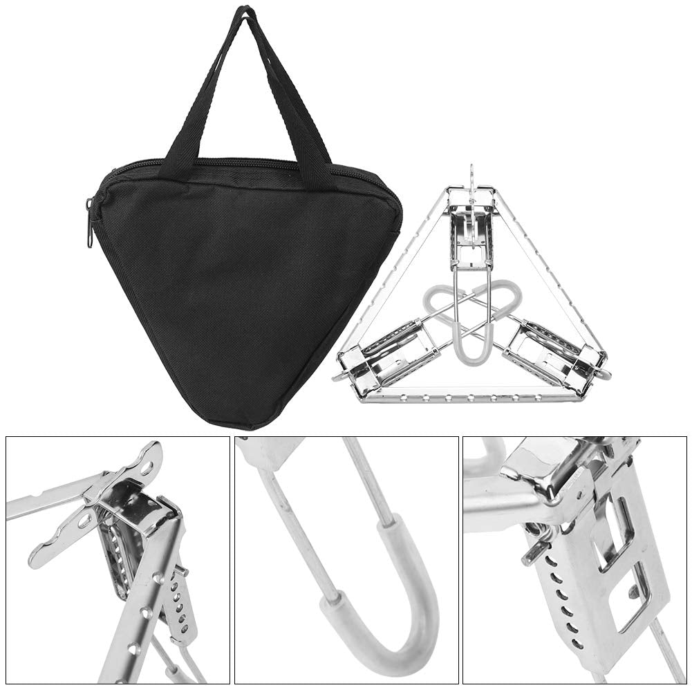 Fastuu Camping Pot Stand, Foldable Stainless Steel Stove Pot Rack, Portable Outdoor Fuel Grill Tripod For Camping Wood Stove, Si