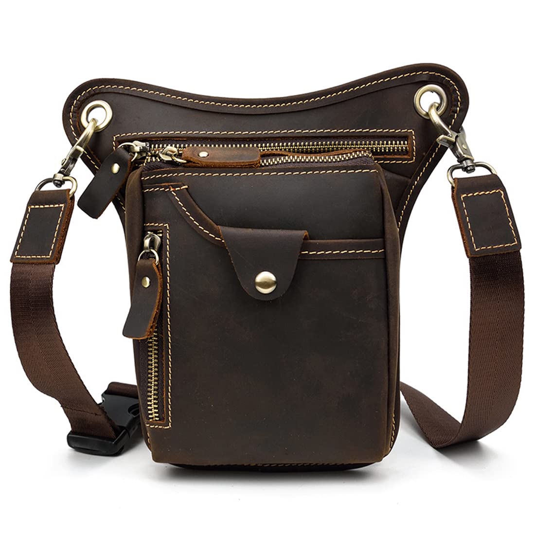 Kpywzer Vintage Leather Drop Leg Bag For Men Women Thigh Hip Bum Waist Fanny Pack Motorcycle Bike Riding Cycling Multi-Purpose T