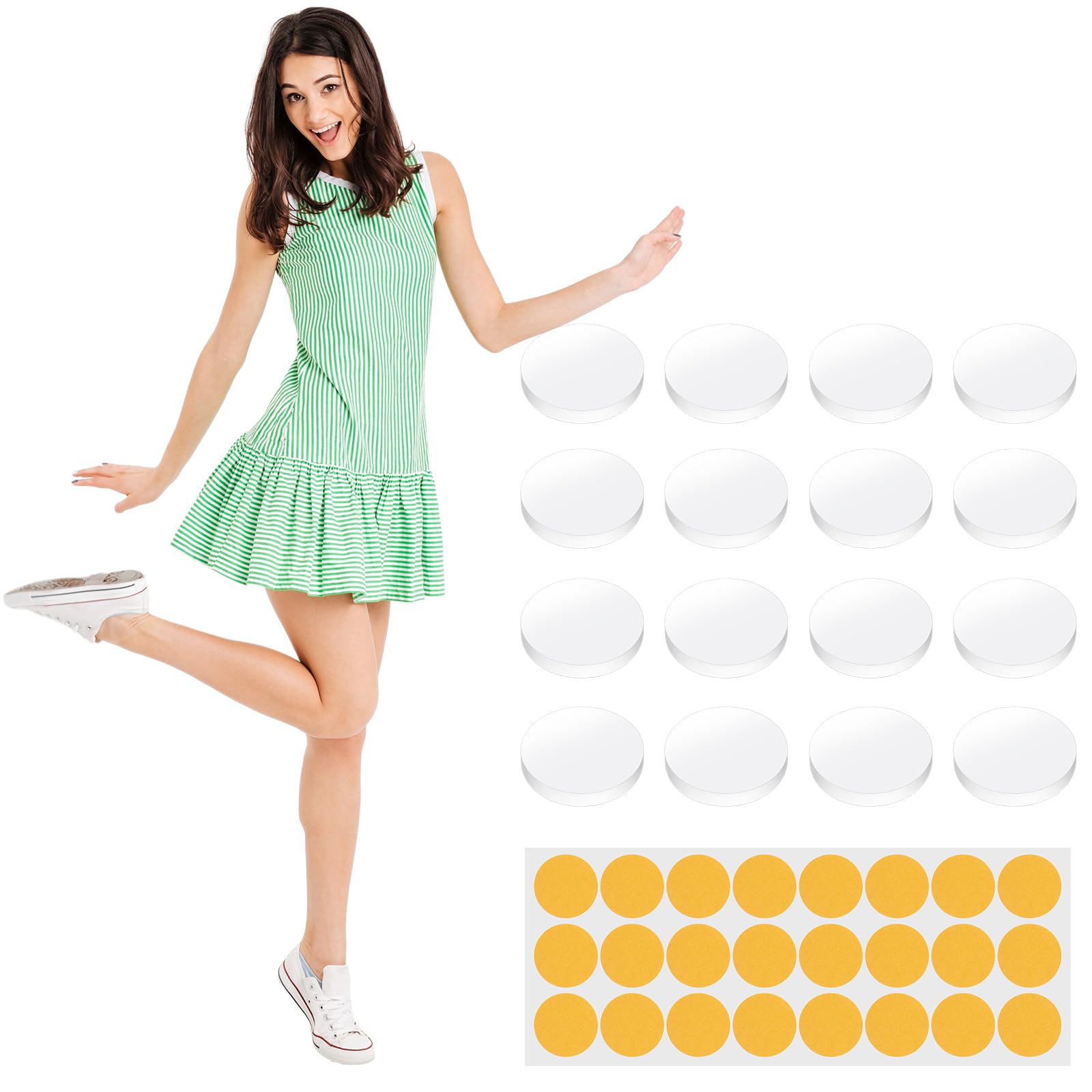 Leinuosen 12 Pcs Dress Weights for Hem Invisible Reusable Hem Weights for Wind Secure Skirt Dress Fit Stick on Adhesive for Garm