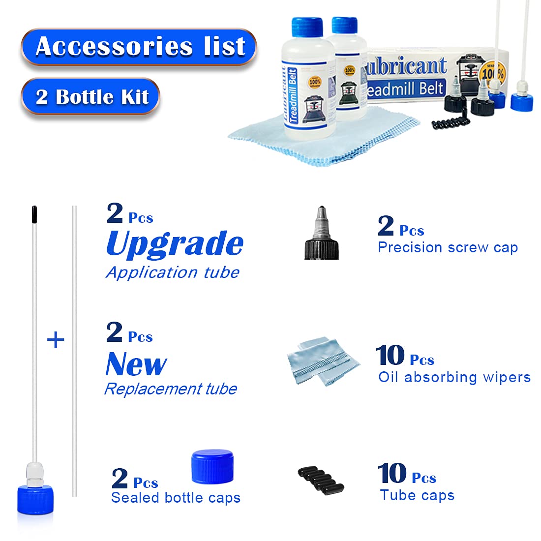 Sekoday Silicone Treadmill Belt Lubricant/Lube Kit - 8.4 Oz/Performance With 2 Application Tubes And 2 Precision Tip Caps To Con