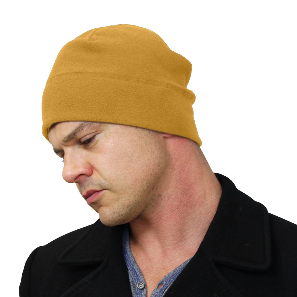 Temple Tape Tactical Fleece Watch Cap Beanie - Skull Cap Fleece Hat - Sand Brown - One Size (Fits Most Heads)