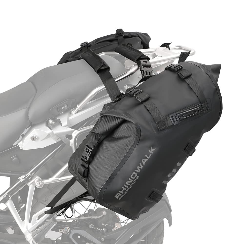 Rhinowalk Saddlebags 48L(24L*2) Waterproof Motor Side Bags Travel Luggage Motorbike Panniers for most Adventure and Sport Motorc