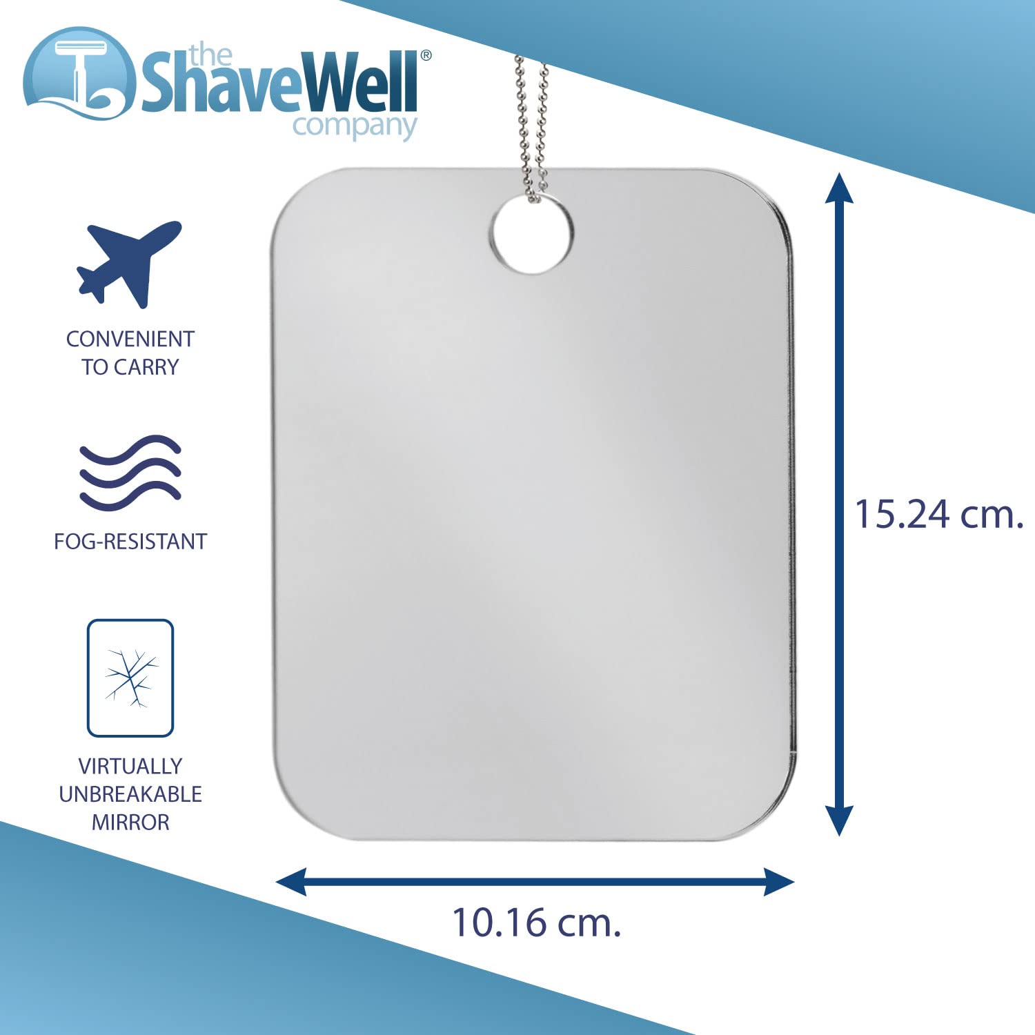 The Shave Well Company Anti-Fog Camping Mirror For Shower, Shaving, Signaling, And More  Fogless Bathroom Shower Mirror For Show