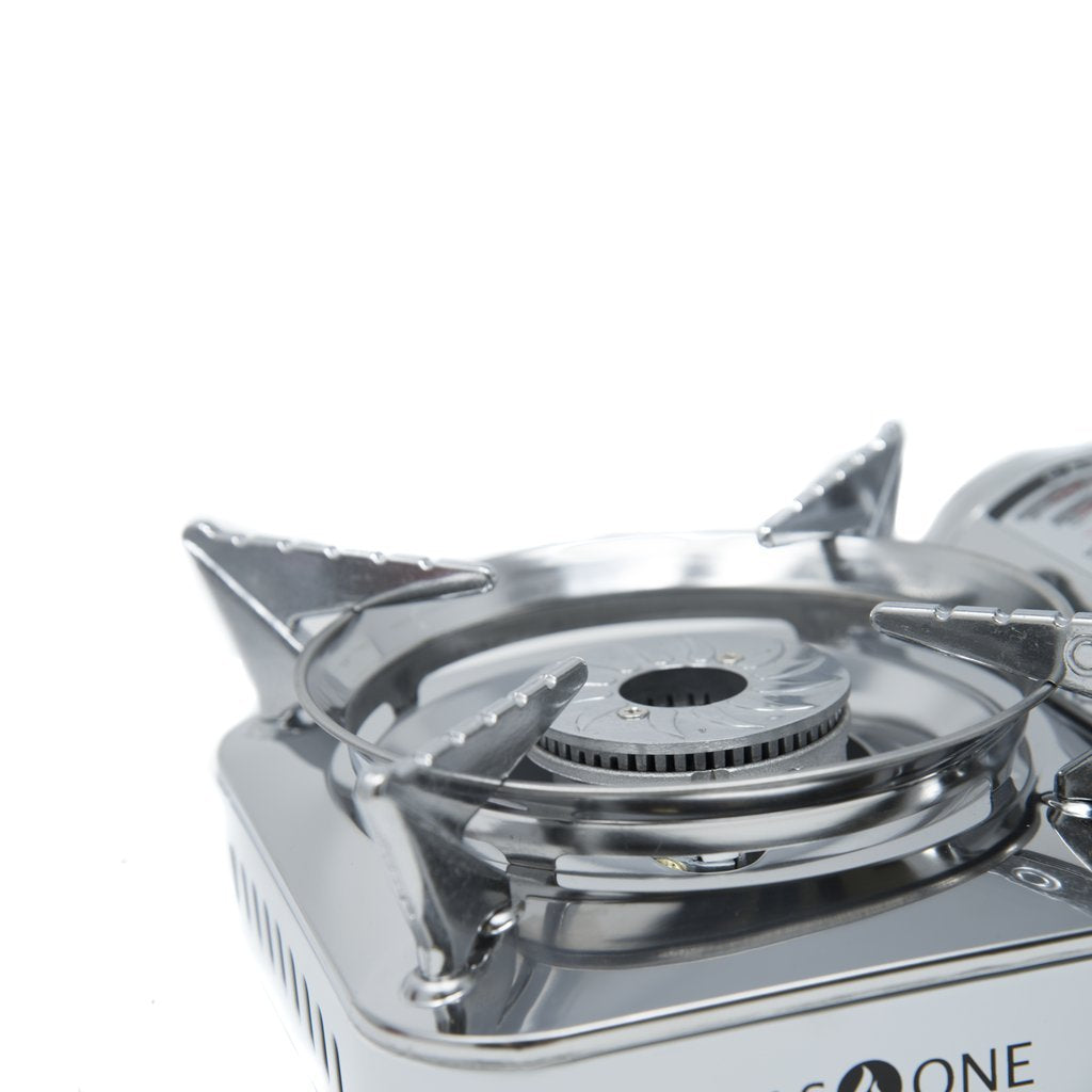 Gasone Gs-800 Emergency Gear Camping Mini Butane Portable Gas Stove With Carrying Case, Stainless Steel, White