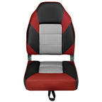 Leader Accessories A Pair Of Elite Low/High Back Folding Fishing Boat Seat (2 Seats) (Red/Charcoal/Black)