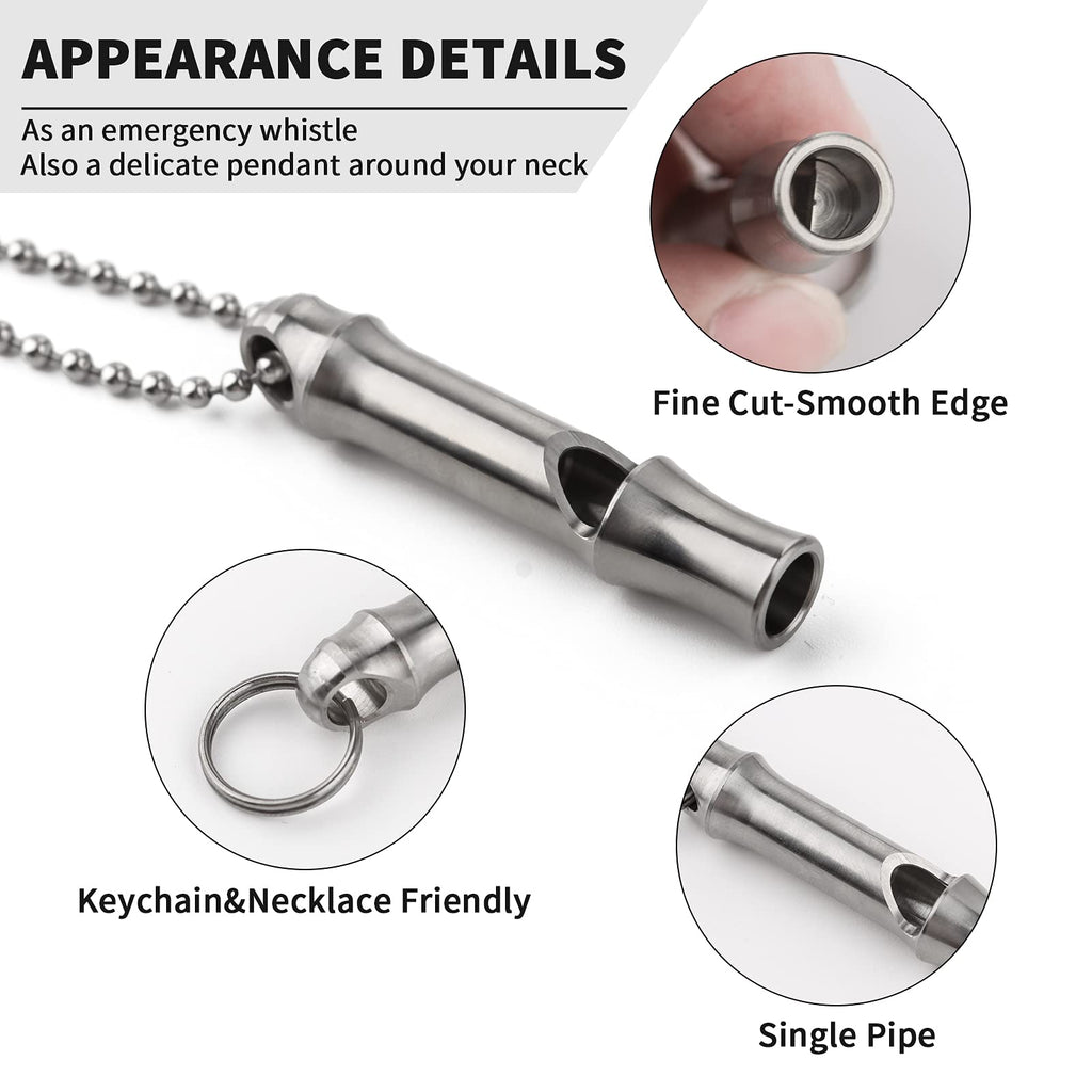 Tisur Titanium Emergency Keychain Necklace Whistle,Edc Safety Whistles For Women And Kids,Loud Up To 120Db, Survival Whistles Fo