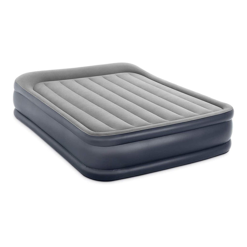 Intex 64135Ed Dura-Beam Plus Deluxe Pillow Rest Air Mattress: Fiber-Tech - Queen Size - Built-In Electric Pump - 16.5In Bed Heig