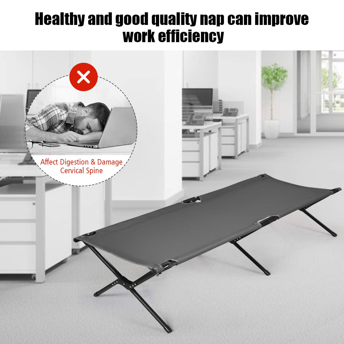Gymax Folding Camping Cot, Heavy Duty Portable Military Cot With Oxford Fabric, Foldable Camping Bed For Outdoor Camping Hunting