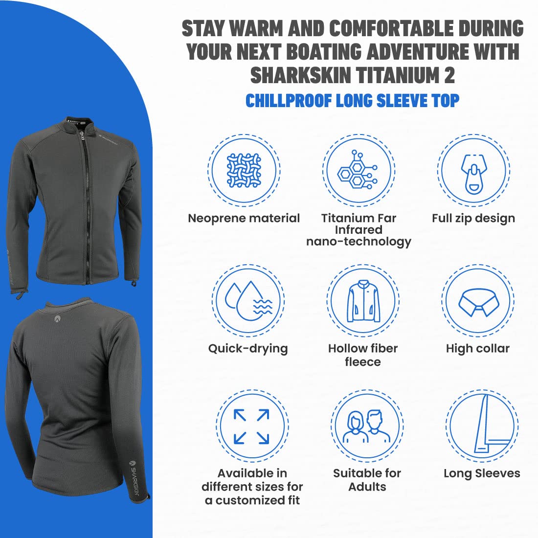 Sharkskin Titanium 2 Chillproof Long Sleeve Full Zip (Male), X-Large