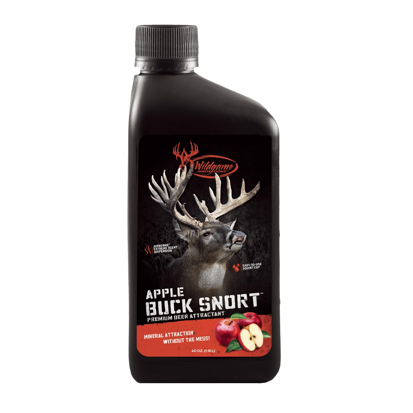 Wildgame Innovations Buck Snort Apple Concentrated Deer Attractant, 40 Oz Effective Year-Round Long-Lasting Liquid Mineral With