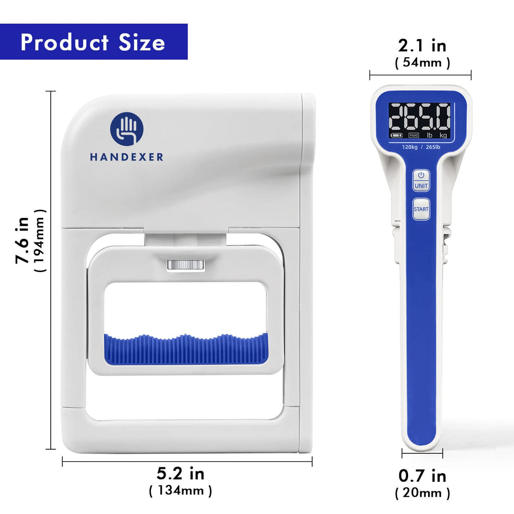 Handexer Grip Strength Tester with Protective Case 265lb/120kg, Digital Hand Dynamometer FDA Registered with Backlit LCD for Gri