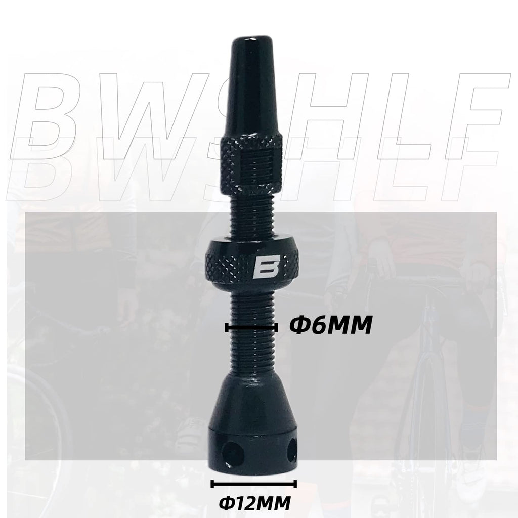 Bwshlf Black Tubeless Presta Valve Stem 40Mm  44Mm, Super Light Alloy Presta Valve Stem Kit With Valve Core Remover Tool And Val