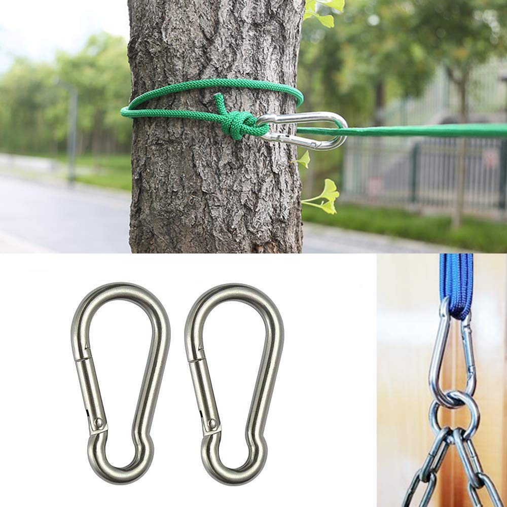 Grandbuy 4 Inch Large Spring Snap Hook Carabiner, 304 Stainless Steel Snap Hook Heavy Duty Carabiner Clip, Stainless Steel Sprin
