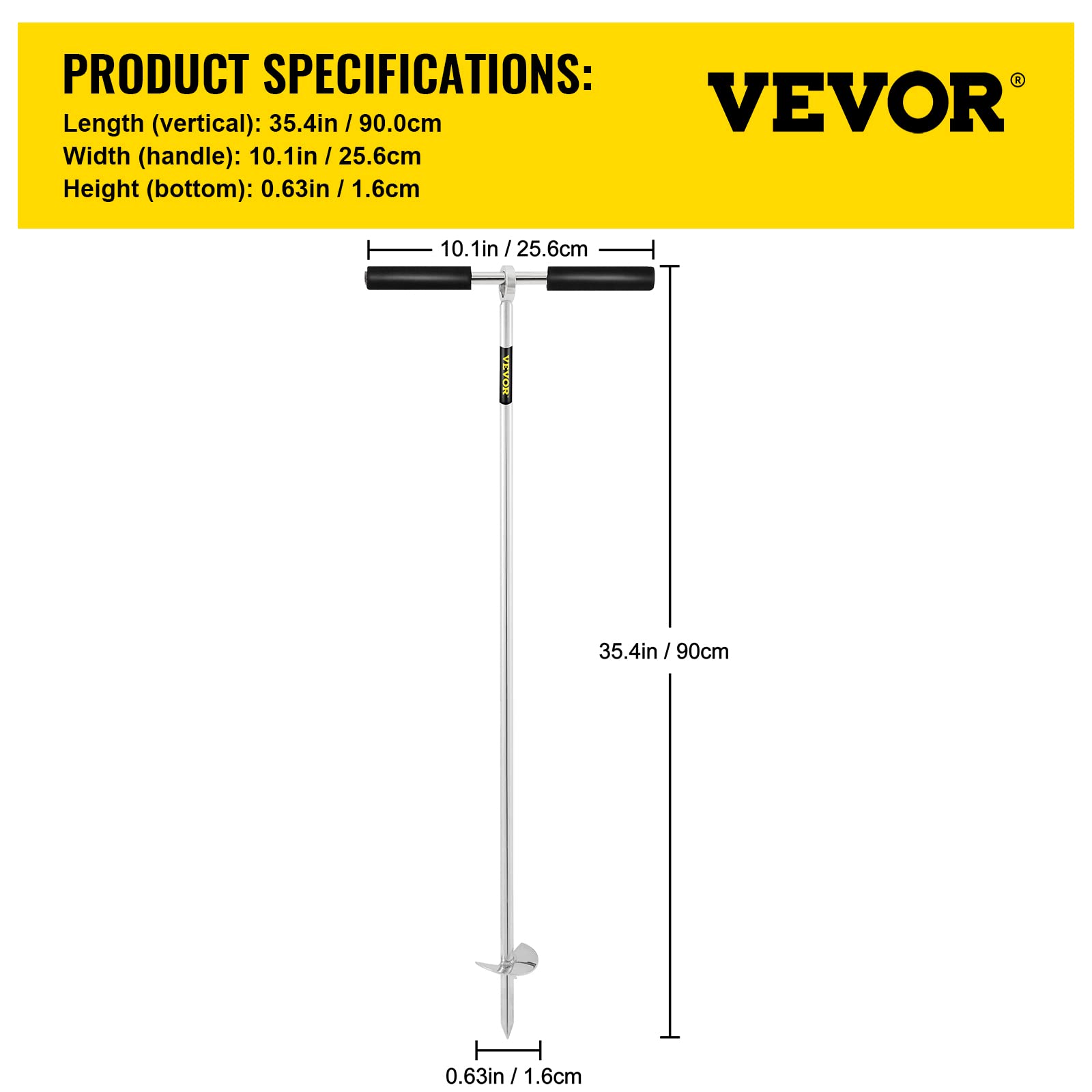 Vevor Sand Anchor, 36'' Length Auger To The Beach And Sandbar, 316 Stainless Steel Screw Anchor W/Removable Handle, Bungee Line