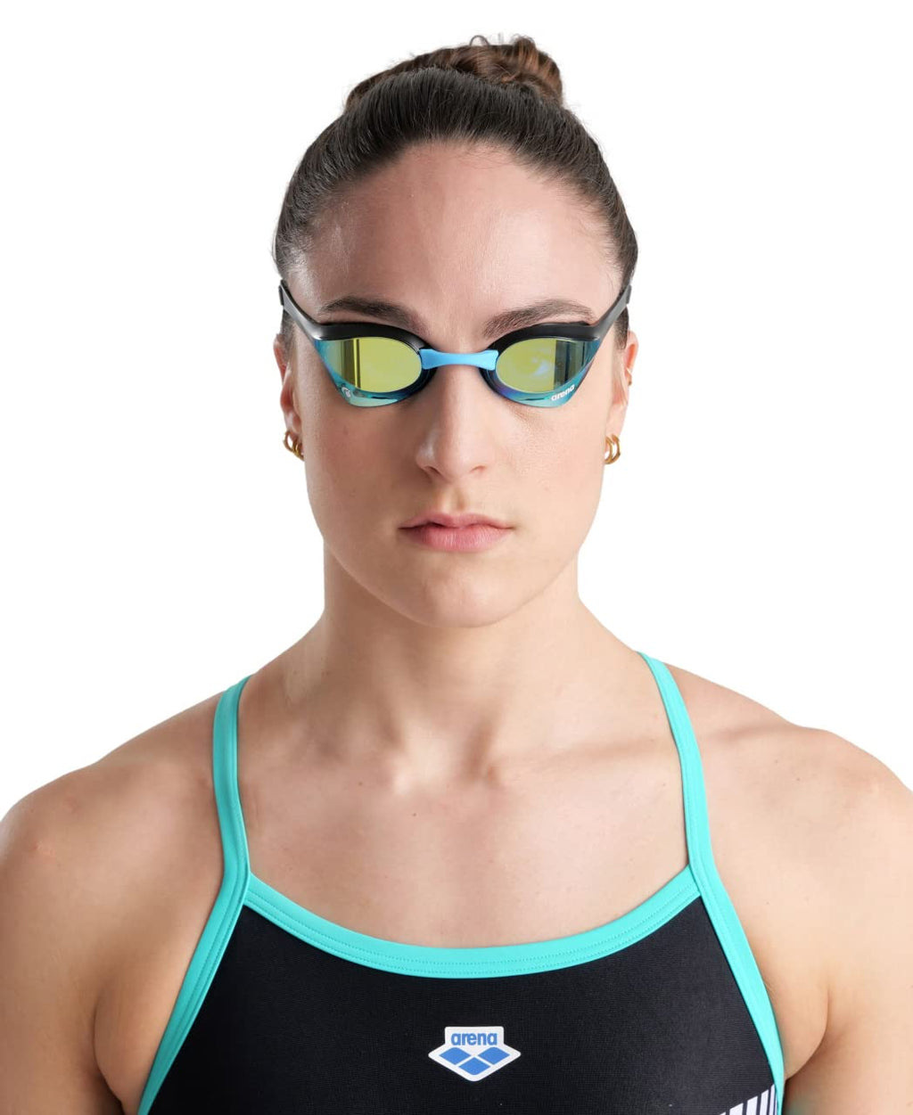 Arena Cobra Ultra Swipe Racing Swim Goggles For Men And Women, Mirror Lens, Anti-Fog, Uv Protection, Aqua/Black