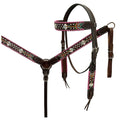 HILASON Western Horse Headstall Breast Collar Tack American Leather Dark Brown Harness | for Horses and