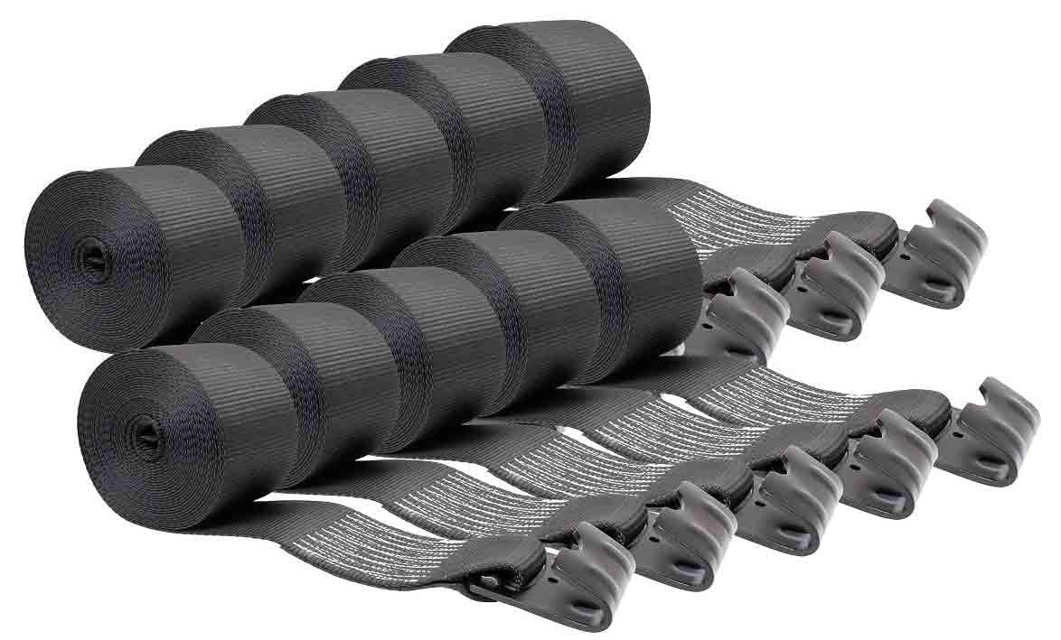 Mytee Products Winch Straps 4 X 30 Black Heavy Duty Tie Down Wflat Hook Wll 5400 Lbs  4 Inch Cargo Control For Flatbed Truck Uti