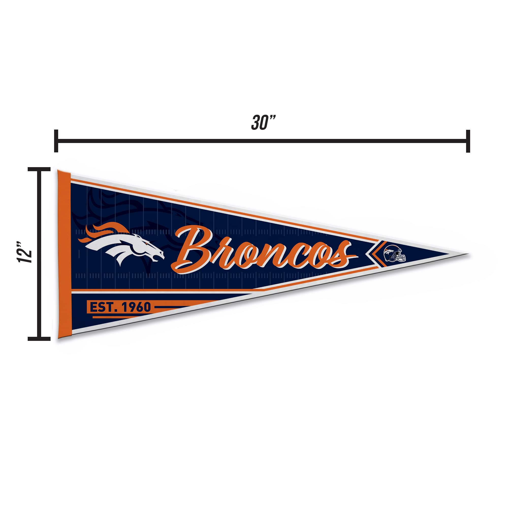 Rico Industries Nfl Football Denver Broncos Classic 12'' X 30'' Felt Wall D  Cor Pennant - Great For Home/Bed Room/Man Cave D  C