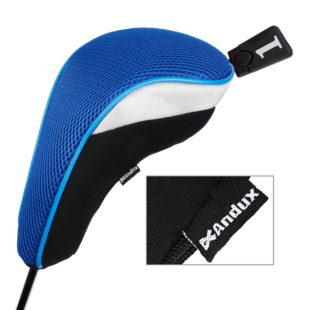 Andux 6Pcs/Set Golf Hybrid Club Head Covers And Wood Club Head Covers (3 Hybrid Covers + 3 Wood Covers) Black/Blue