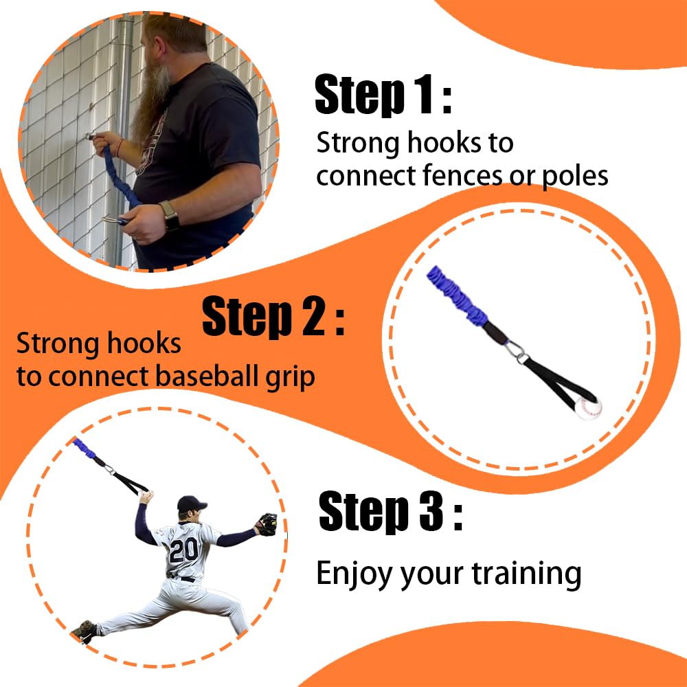 Baseball Resistance Trainer,Training Aid For Baseball Softball Pitchers,Interchangeable Grips To Build Arm Strength,Arm Bands Fo