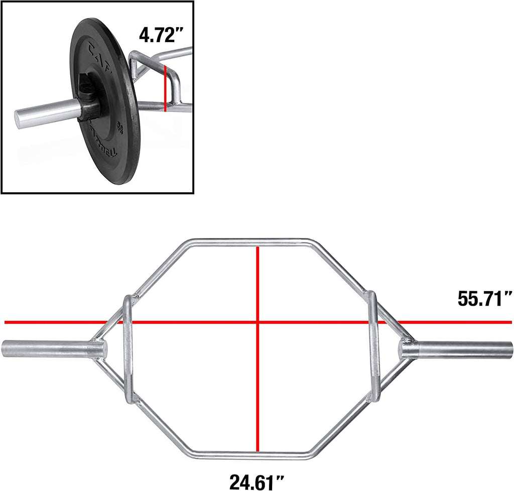 CAP Barbell Olympic Trap Bar for Deadlifts, Squats, and Shrugs - 2-Inch Olympic Hex Bar for Weightlifting and Home Gym Training