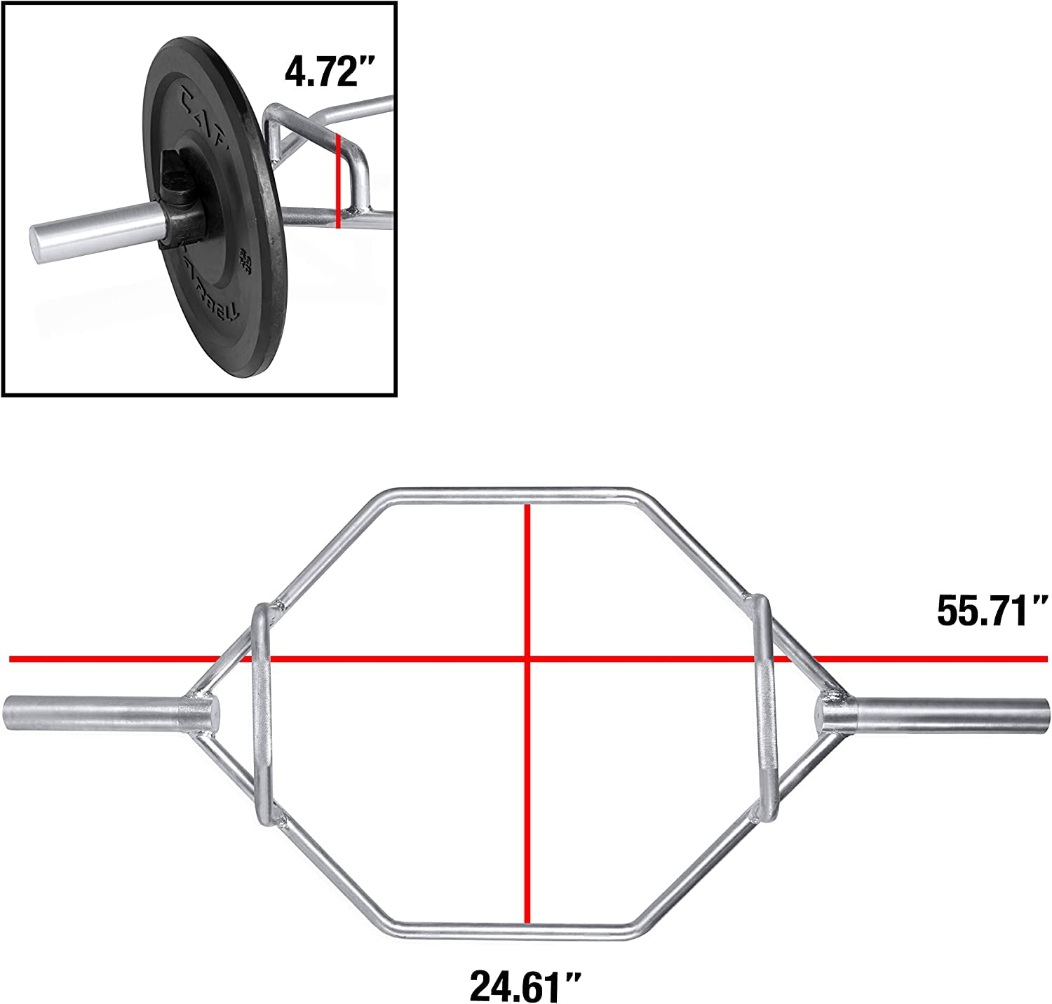 CAP Barbell Olympic Trap Bar for Deadlifts, Squats, and Shrugs - 2-Inch Olympic Hex Bar for Weightlifting and Home Gym Training
