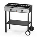 Bonnlo 2 Burner Propane Gas Stove with Auto Ignition, 150,000 BTU Portable Outdoor Camp Cooker Stove with Convenient Shelf & Smo