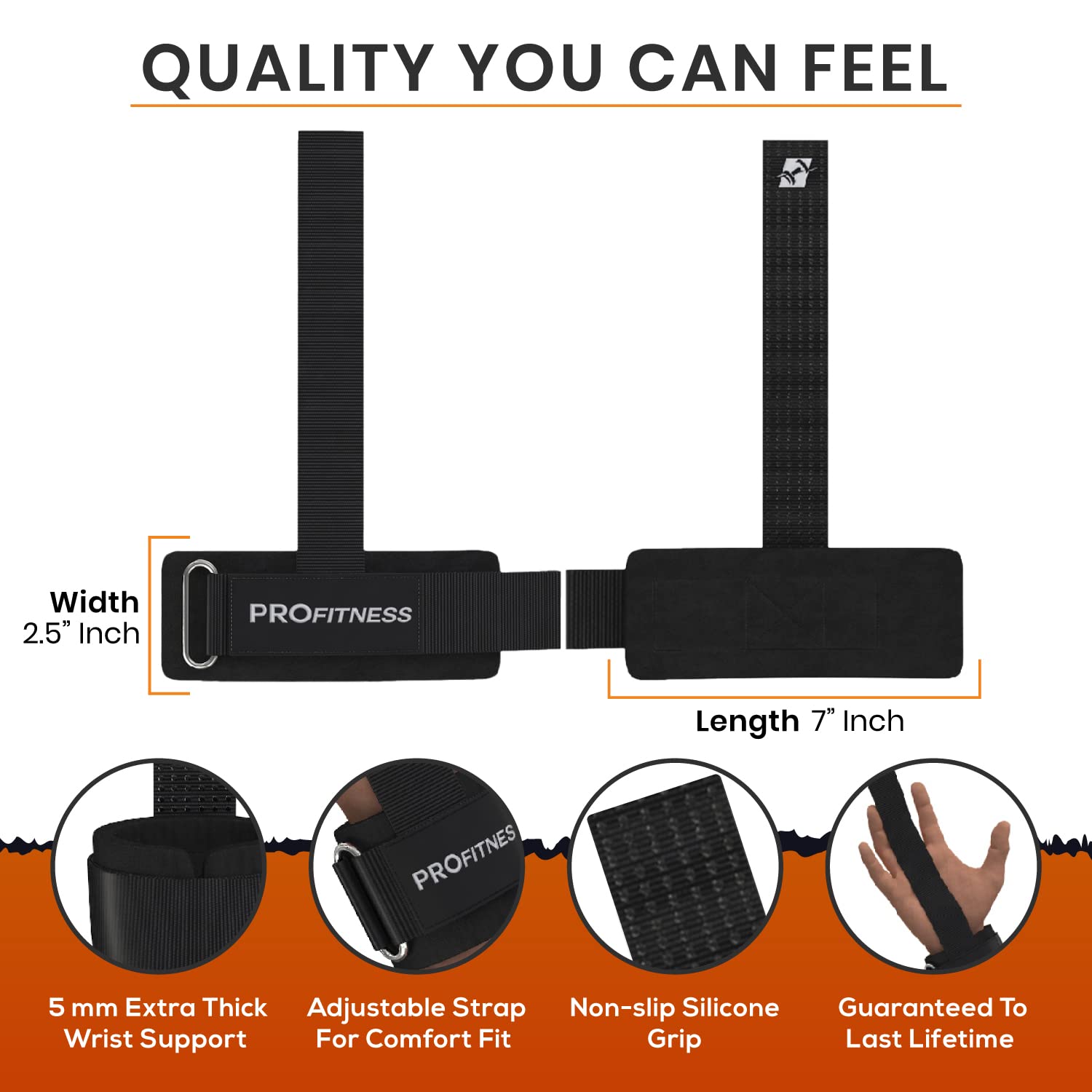 Profitness Weight Lifting Straps - 10 Long Wrist Straps For Weightlifting - Padded Neoprene Lifting Straps Gym With Non Slip Sil