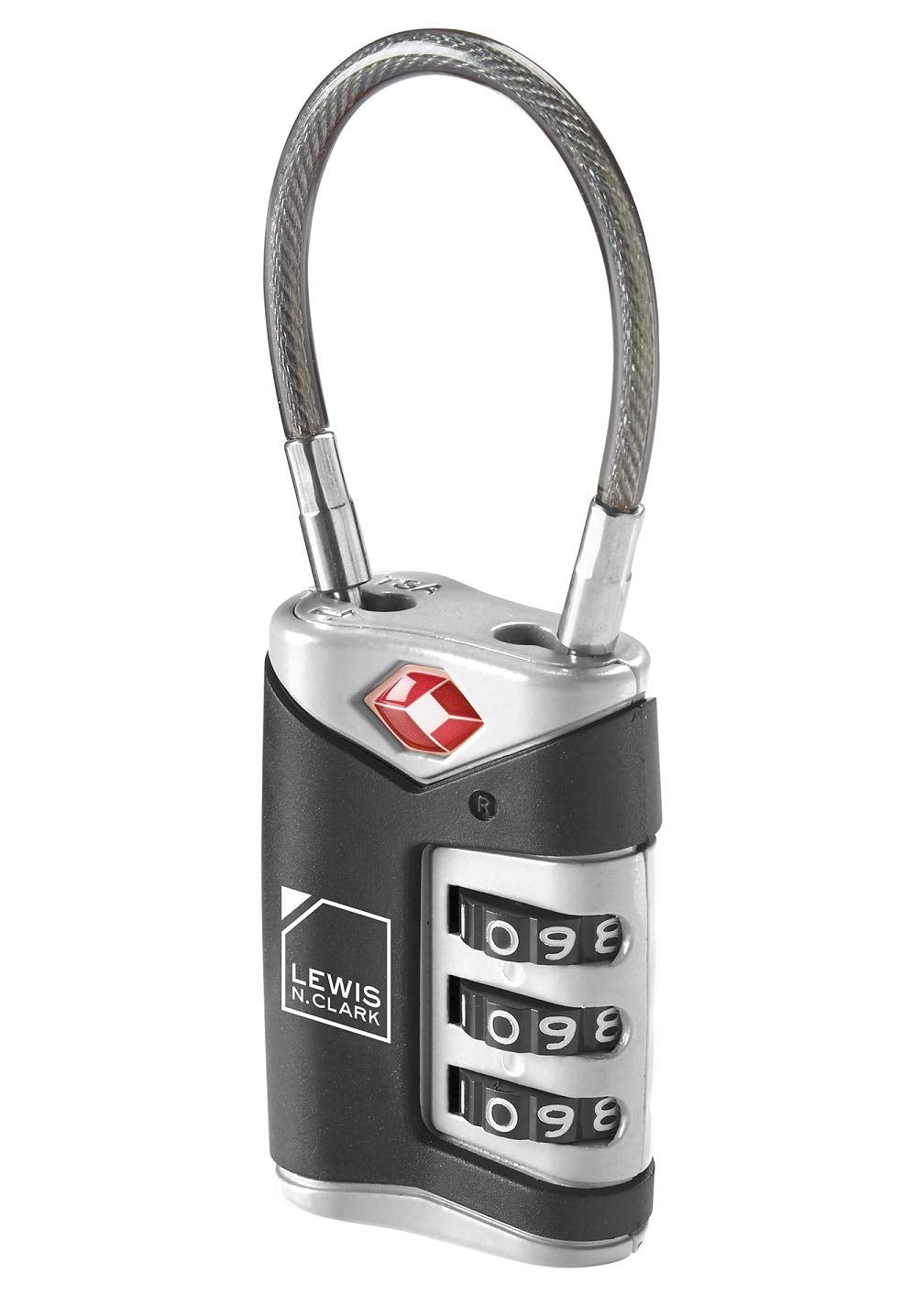 Lewis N. Clark Tsa Approved Luggage Lock + Steel Cable For Suitcase, Carry On, Backpack, Laptop Bag + Purse, Perfect For Airport
