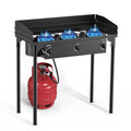Camplux 3 Burner Camping Stove For Outdoor Cooking, 225,000 Btu Propane Outdoor Stove With Detachable Stand Legs And Windshield,