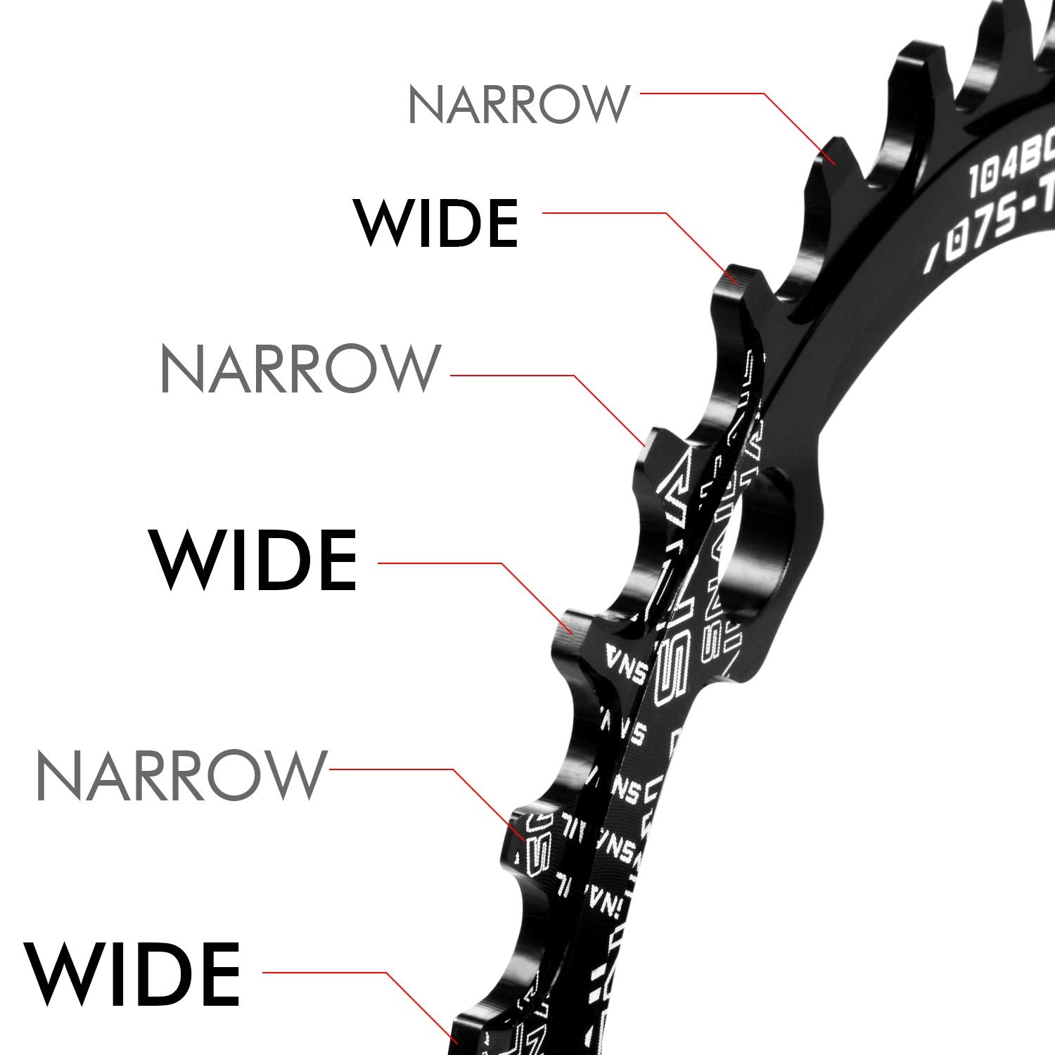 Boao Chainring 104 Bcd 32T 34T 36T 38T Narrow Wide Single Chain Ring With 4 Pieces Sprocket Bolts For Road Bikes, Mountain Bikes
