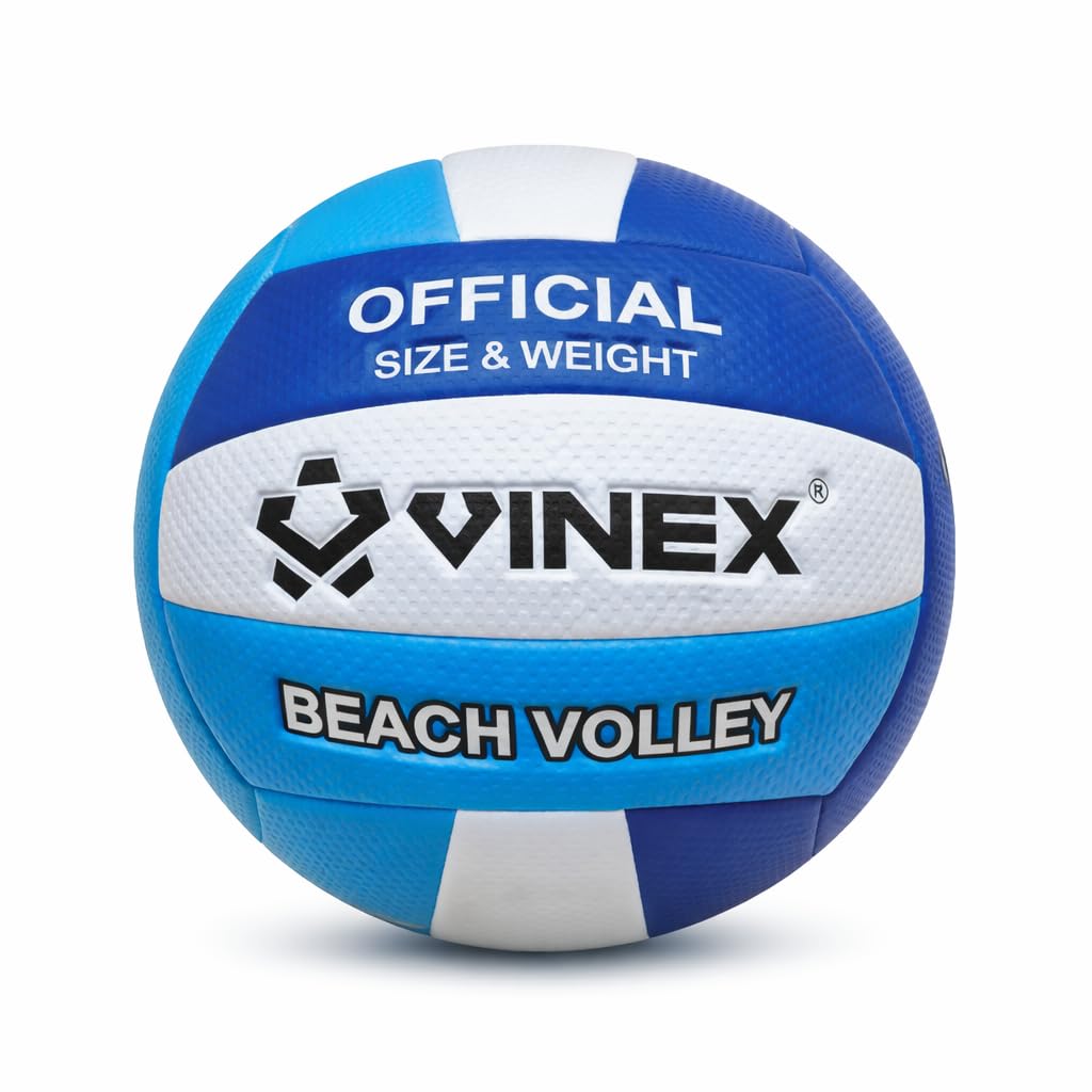 Vinex Volleyball  Beach Volley | Size 5 Official MachineStitched Volleyball | Durable GolfTextured Pvc, Rubber Bladder, Polye