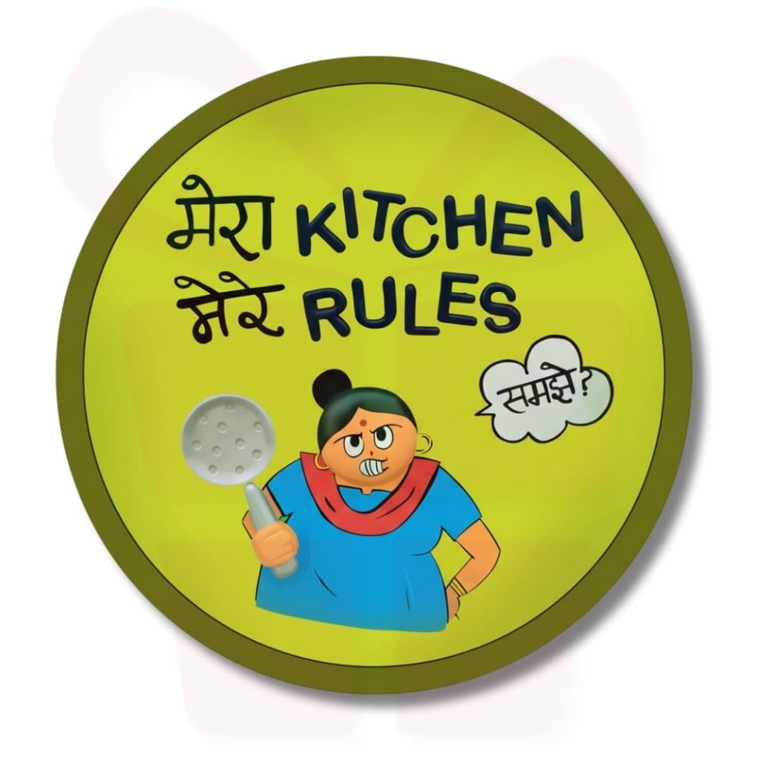 Apna Gift Quirky Kitchen Rules Hindi Fridge Magnet, Decorative Fridge Magnet with Humorous Chai and Quotes (Mera Kitchen Mere Ru
