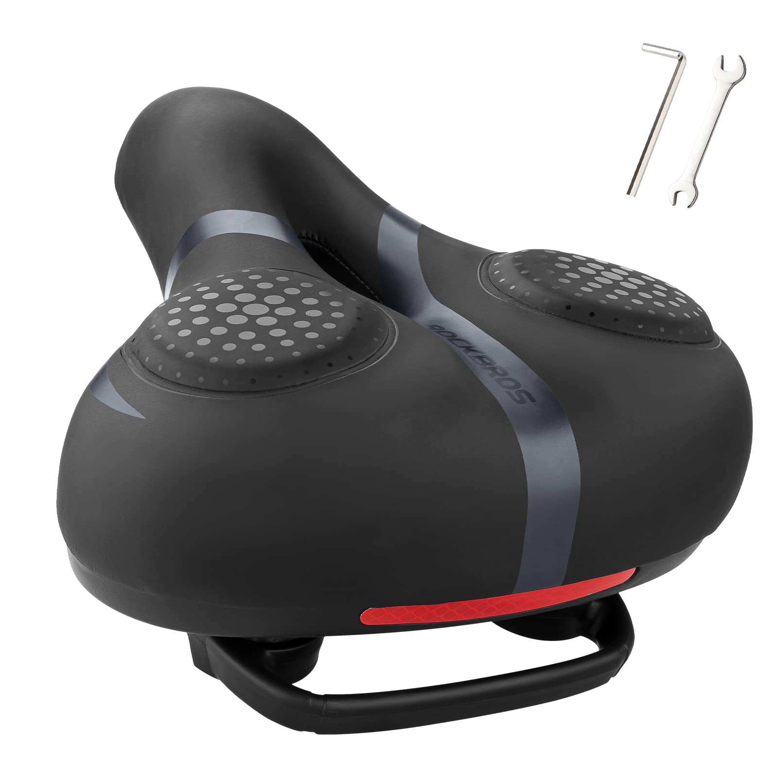 Rockbros Bike Seat For Men Women Comfort Wide Gel Bike Seat Replacement,Breathable Waterproof Padded Bicycle Saddle, Compatible