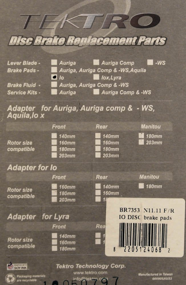Tektro Io Mechanical Disc Brake Pads, 1 Pair