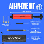 Sportbit Ball Pump With 3 Needles, Nozzle, Extension Hose, Pouch - Great Air Pump For Exercise Sport Balls - Football & Soccer,